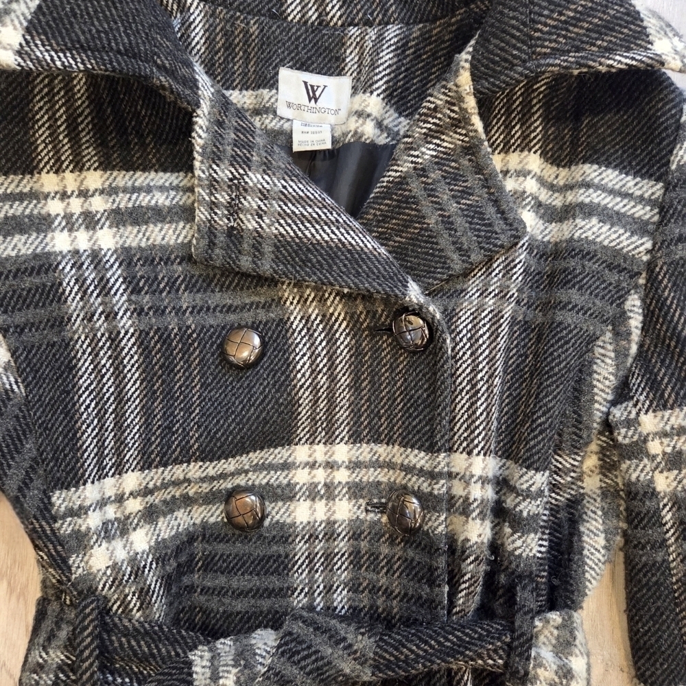 Worthington Black and White Plaid Coat - Picture 3 of 4
